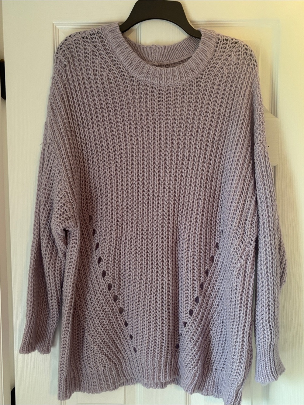 Lavender Knit Oversized Baggy Crewneck Sweater - Women